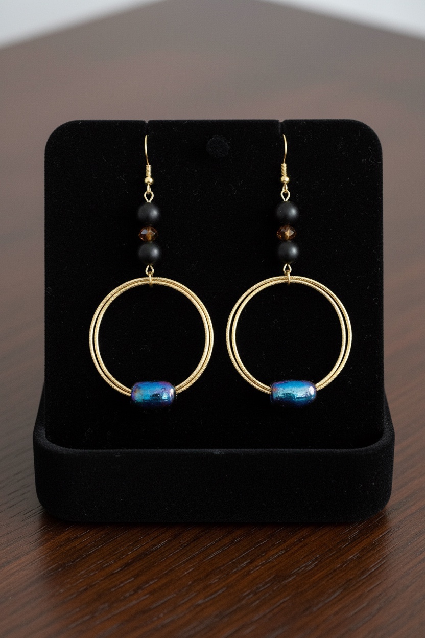 Gold hoop earrings with beads