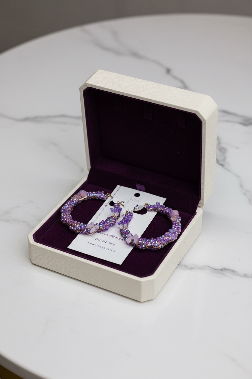 Purple beaded jewelry set